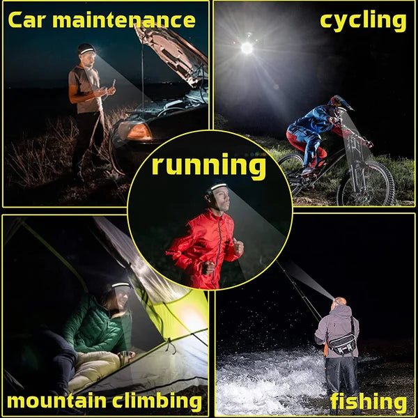 😍Watching the outdoor riding night running COB headlight