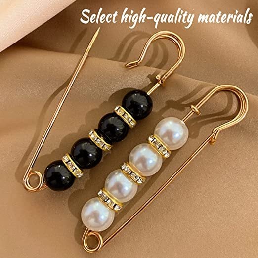 Fancy Rhinestones Pearls Safety Pin Brooch